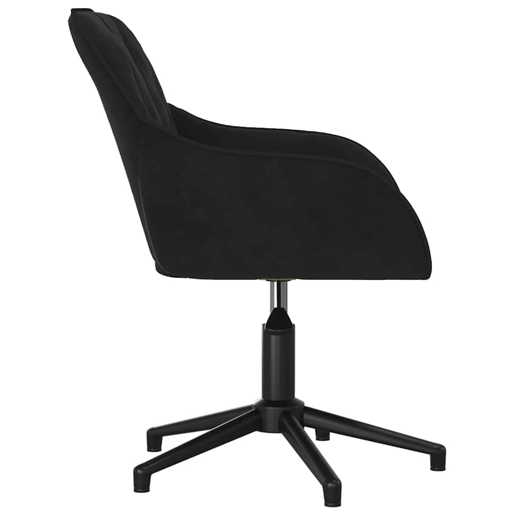 Chaise de bureau pivotante en velours noir avec accoudoirs et soutien dorsal ergonomique, réglable en hauteur, rotation à 360 degrés, charge jusqu'à 110 kg, idéale pour le bureau à domicile
