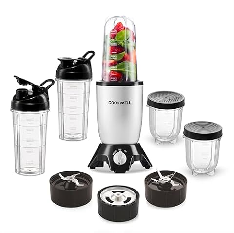 Cookwell Bullet Mixer Grinder (5 Jars, 3 Blades, Silver)