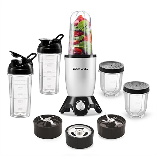 Cookwell Bullet Mixer Grinder (5 Jars, 3 Blades, Silver)