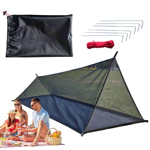 Exterior de malla a prueba de persecución para 2 personas, base impermeable, tela Oxford 210D, puertas con doble cremallera, ligero y portátil para senderismo, camping y aventuras
