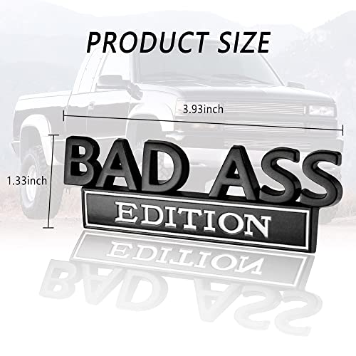 Bad Ass 3D Emblems Sticker,3.9" Length Cool And Unique Trunk Or Car Decoration Tailgate Badge Decal With 3M Self Adhesive For Fender Badge,Front Grille Hood,Side Fender Rear (Black/White) #TOP1