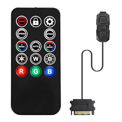 ARGB Controller mit Fernbedienung Binghe 5V 3-Pin ARGB Controller RGB Dimm Controller SATA-betriebener Dimmer 14 Key Fernbedienung Switch Farben RGB Fan Hub für Beleuchtungssteuerung und Lichtleisten