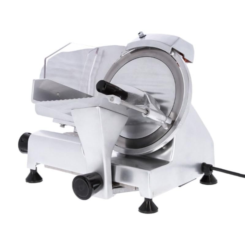 Affettatrice per macelleria grigio affettatrice con lama 250 mm affettatrice professionale taglio preciso affettatrice per carni e prosciutti, affettatrice regolabile 0-12 mm macelleria salumi