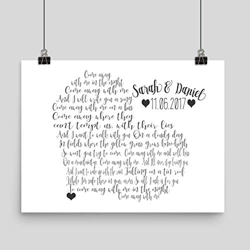Amazoncom Wedding Song Gift Song Lyric Artwork Personalized With Your Song Choice Handmade Products