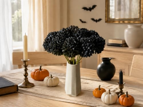 Image of Mandy's 12pcs Artificial Black Ball Chrysanthemum Flowers