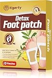 tigerty Foot Patches (10 Pieces), deep Cleansing Foot Patch, Natural Bamboo Vinegar Ginger Powder Foot Care sitckers, Adhesive Patches, Relaxation, Stress Relief, Better Sleep, 10 Pieces (1 Pack)