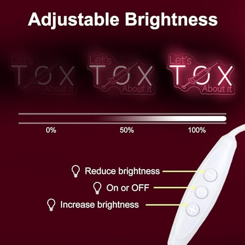 Image of Let's Tox about it Neon Sign Botox LED Light Injector Spa Studio Decor | USB Powered Dimmable Beauty Spa Sign Medspa Decoration Business Open Welcome Wall Art, 15.7 inchx9.4 inch, Light Pink