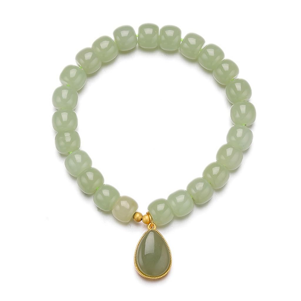 MOCHAMIK 925 Silber Runde Perle Jade Hand Ornamente Weiblicher Nationaler Wind Wassertropfen Anhänger und Jade Armband