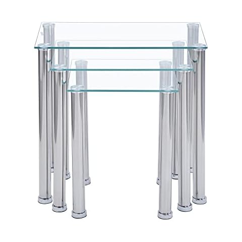 Clear Glass Nesting Table Set of 3 Cover