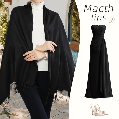 image for RIIQIICHY Scarfs for Women Winter Black Pashmina Shawls and Wraps for 