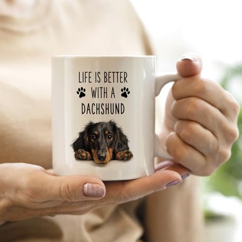 Taza de cerámica para café con diseño de perro dachshund 11 oz miniatura 5