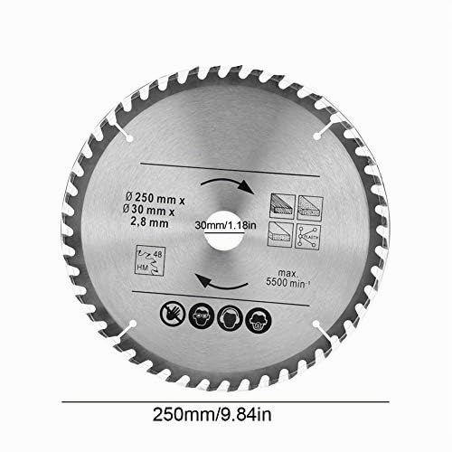 2 Pezzi Lama per Circolare, 250 x 30 mm 48T e 60T per Taglio di Precisione per le Lame per Seghe Universali e per il Taglio Trasversale di Legno Naturale, Legno Duro