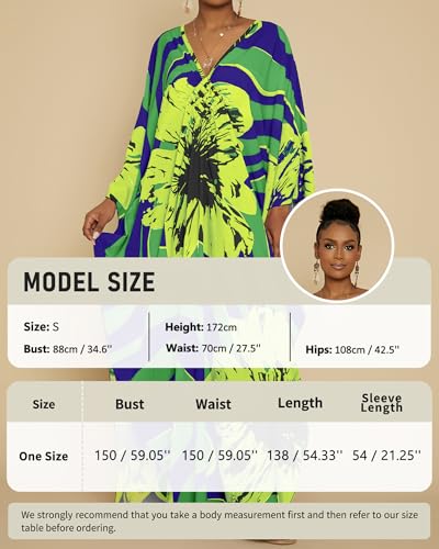 Image of Bsubseach Women Floral Print Kaftan Dresses Plus Size Bathing Suit Cover Up Moo Moos Caftan Beach Dress for Swimwear Summer