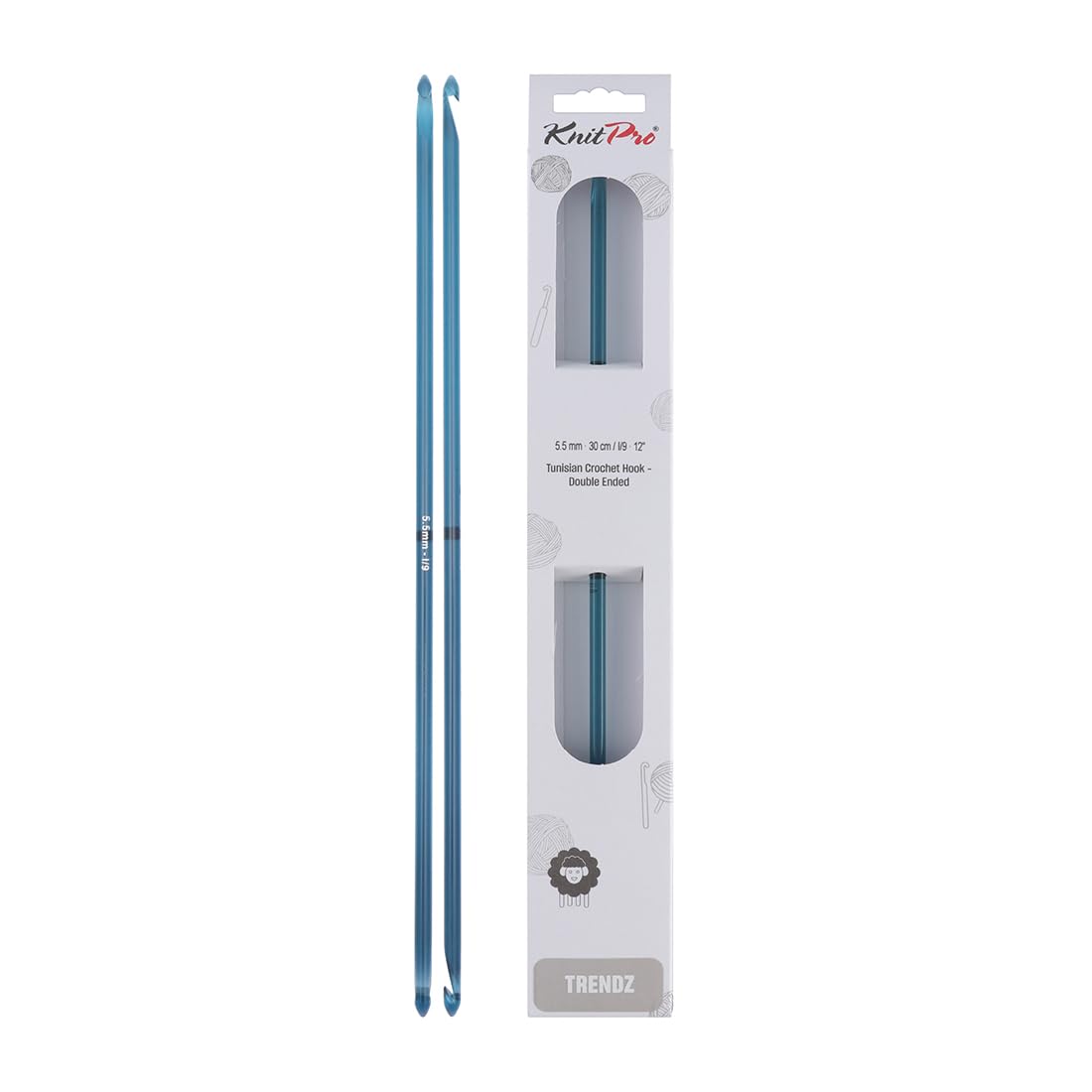 Knit Pro KP51422 5.50 mm Double Ended Traditional Tunisian Crochet Hook, Multi-Colour