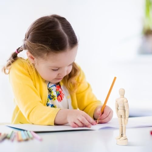 Image of Artists Wooden Manikin Jointed Mannequin: 12 Pack 4.5 Inch Artist Mannequin Model Drawing Figure Model Wooden Mannequin Artist Manikin with Stand for Drawing Painting Desk Decoration