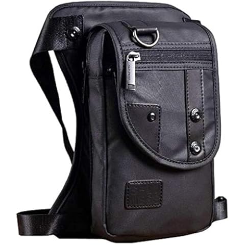 Hebetag Oxford Hiking Waist Pack Motorcycle Drop Leg Bag for Men Women Bike Riding Cycling Tactical Thigh Fanny Pouch Outdoor Travel Fishing Camping Casual Daypack Black Cover