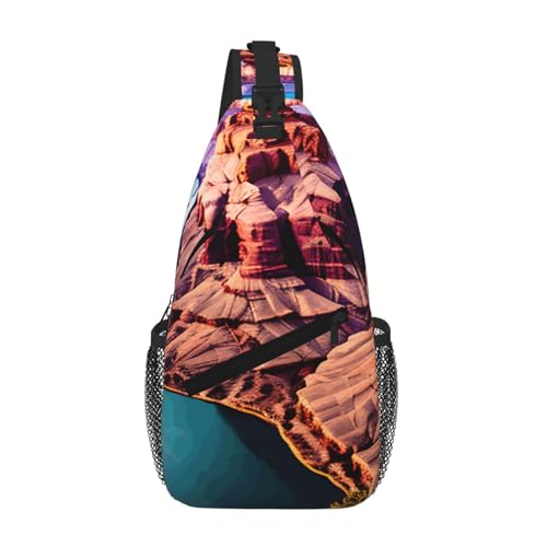 Beauty Grand Canyon Printing Fashion Sling Bag For Men Chest Shoulder Backpack Crossbody Motocycle Daypack For Travel Hiking