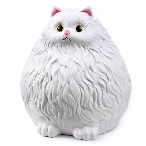 Winsterch Cute Cat Piggy Bank for Girls, White Ceramic Kitty Coin Bank