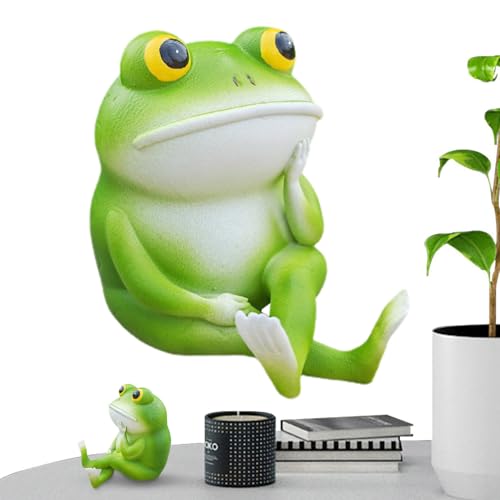 Statua di rana pensiva – Statuetta in resina rana pensante per decorazione della casa, statuetta divertente per ufficio o decorazione animale – per esterno giardino, terrazza interna salo