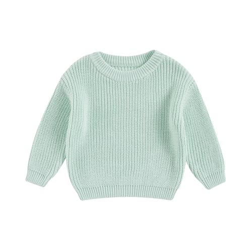 Qmlyev Newborn Toddler Baby Girl Boy Knit Sweater Round Neck Sweatshirt Long Sleeve Tops Pullover Fall Winter Clothes (Blue, 3-4 Years)