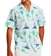 Vytroon Men's Tropical Beach Vacation Shirt Hawaiian Shirts Wrinkle Free Short Sleeve Button Down