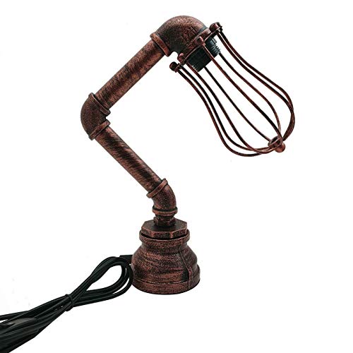 LEDSone Lampe de table de chevet vintage industrielle steampunk rouge rustique pour chambre à coucher, salle d'étude [classe énergétique A++] (lampe de...