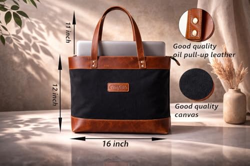 Image of Comfabie tote Bag for Women Handcrafted Women's Canvas Bag with pure Leather Shoulder Tote Bag & Handbag for Office and College | Women Office Bag for Ladies | Ladies Purse Handbag | leather tote bag