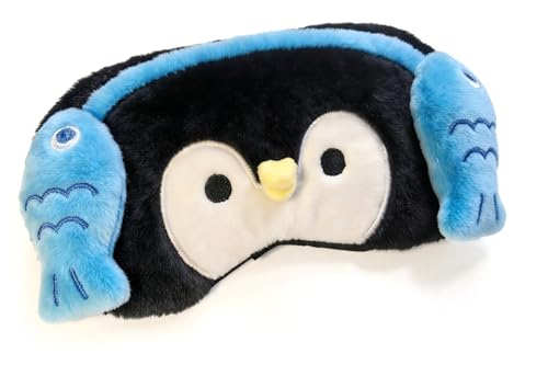 Apanphy Antifaz para los Ojos de Peluche con Caricaturas de Animales Durmiendo, Novedad Divertida, Antifaz de Viaje, Color Azul