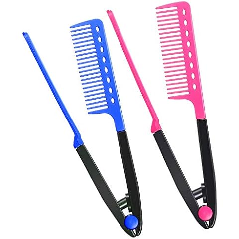 2Pcs Straightening Comb Salon Hair Brush Combs Hairdressing Styling Hair Straightener V-Shaped Straight Comb Straightener Comb for Knotty Hair Salon Home Use Cover