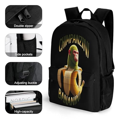 Shimpanzini-bananinni Merch Backpack With Pocket Italian-Brainrot Meme Travel Backpack 42x30.5cm3