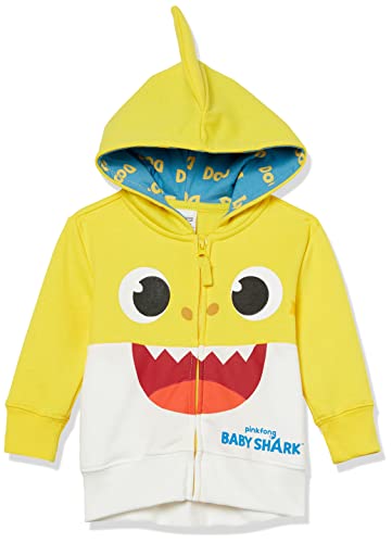 Pinkfong Boys Zip Up Big Face Hoodie-Baby Shark Yellow Toddler Size 2T-5T 3T