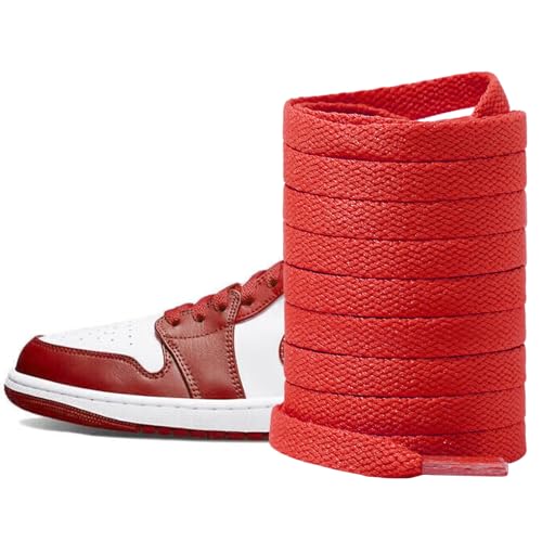 UamGlsob Cordones de Algodón Premium Suave para Air Jordan 1-8, Cordones Planas de 8mm Anchos para Zapatillas Deportivas (Red,115cm)