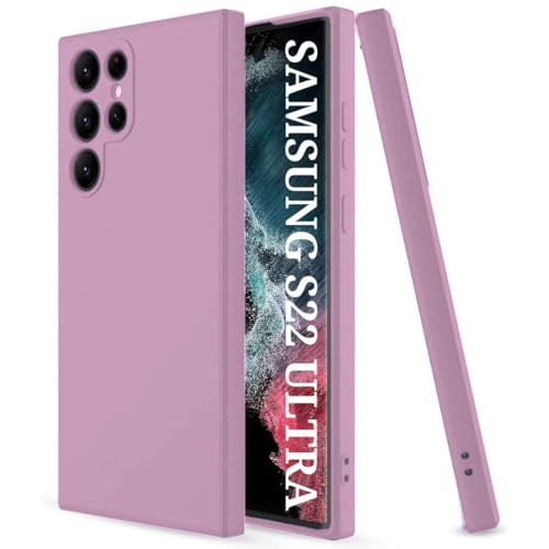 Image of DIZORO Microfiber Candy Case Compatible for Samsung Galaxy S22 Ultra Shockproof Slim Back Cover Liquid Silicone Bumper Camera Protective Phone Cover (Lilac)