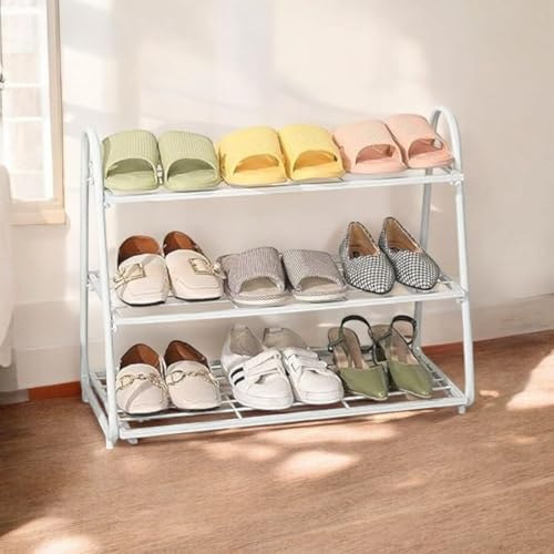 Image of MetalTouch 3-Tier Metal Shoe Rack for Entryway, Closet, or Bedroom ? Stackable & Space-Saving Shoe Organizer Shelf ? Rustproof, Heavy-Duty Storage ? White