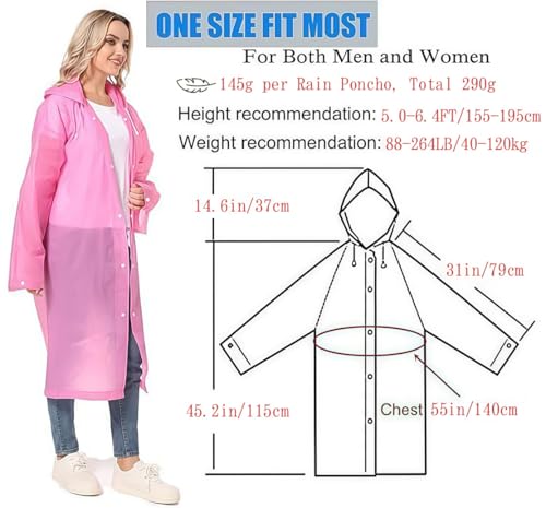 Image of Raincoat 2 Pack Rain Ponchos for men women Adults, Reusable Portable rain coat with Hood