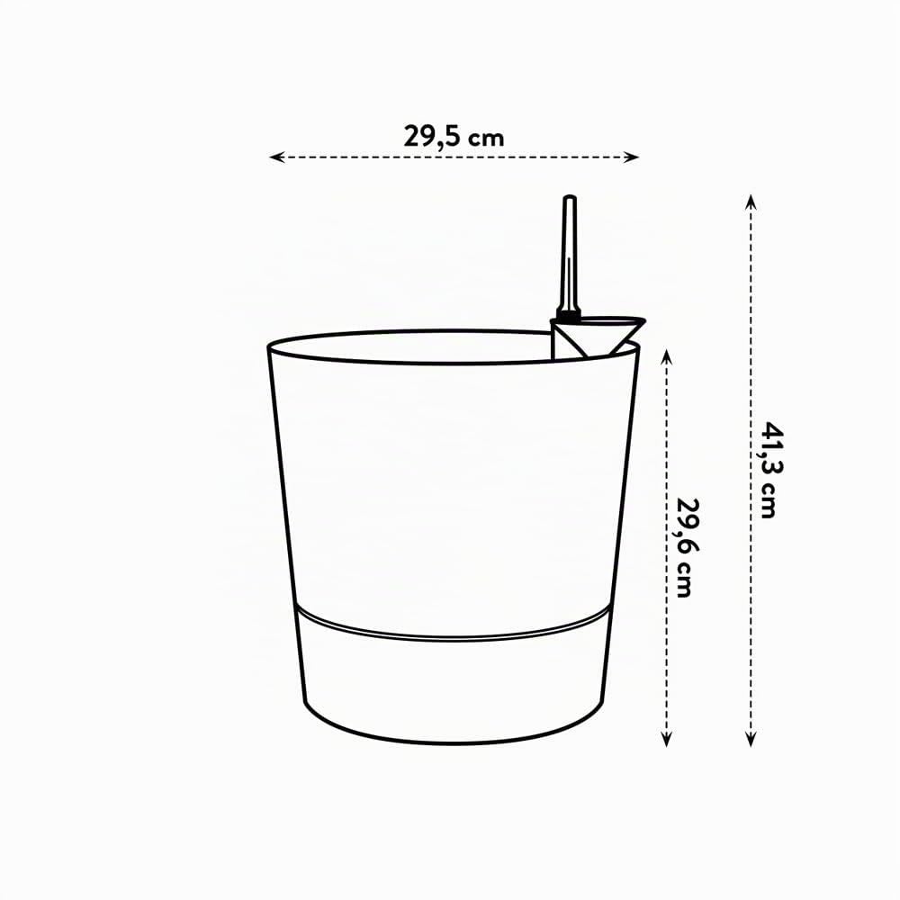 Elho Greensense Aqua Care Round 30cm Maceta - Charcoal Grey | ∅ 29.5 x 29.1 cm | Platillo integrado | Macetero por Interior y Exterior | Plástico 100% reciclado