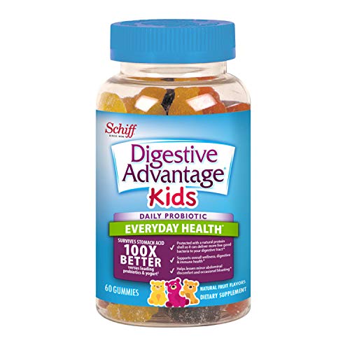 Digestive Advantage, Probiotic Gummy for Kids, Digestive Advantage 60 gummies, Gluten-Free, Survives 100x Better, Assorted Fruit Flavors, Supports Digestive Health in Children