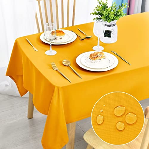 DWCN Nappe anti-taches lavable, imperméable, pour salle à manger, jardin, fête, mariage ou maison, jaune, 135 x 180 cm