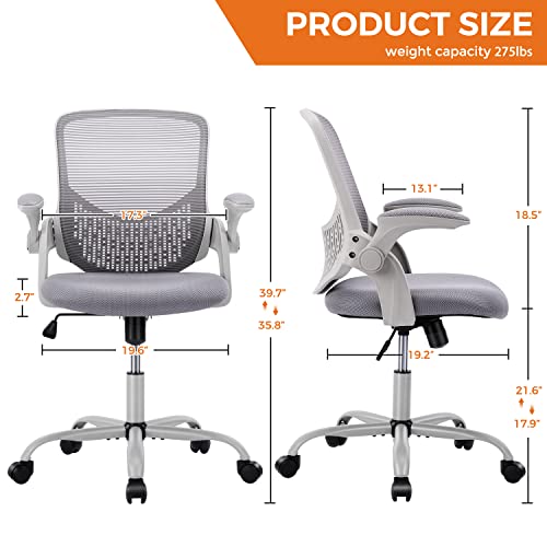 Office Chair, Home Office Chair Desk Chairs With Wheels, Ergonomic Office Chair Height Adjustable Computer Chair Mesh Office Chair Flip Up Arms,Swivel Rolling Chair Lumbar Support, Rock And Lock #TOP1