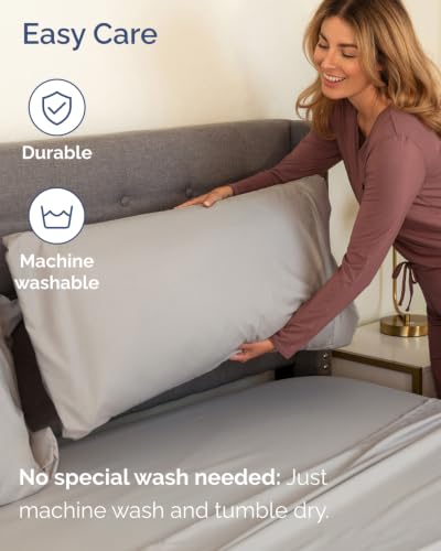 Image of Flex Top Split Head King 6 Piece Piece Sheet Set - Comfy Breathable & Cooling - Soft Hotel Luxury Bedding Set with 8-16 Inch Deep Pockets - 1 Flat & 1 Fitted Sheet & Pillowcases - Light Grey