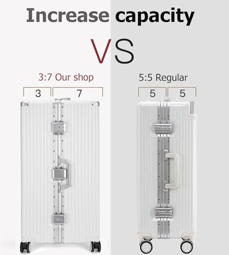 Image of feilario Super Large Aluminum Frame Checked Luggage, Removable Wheels | Zipperless access, PC shell, TSA lock, cup /phone holder and 126L capacity suit dorm moves, moving and long trips