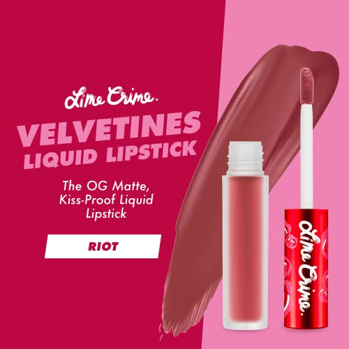 Lime Crime Velvetines Liquid Matte Lipstick, Riot (Red Brown) - Bold, Long Lasting Shades & Lip Lining - Stellar Color & High Comfort For All-Day Wear - Talc-Free & Paraben-Free #TOP1