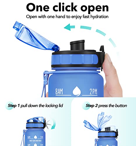 Image of 32 OZ Motivational Fitness Sports Water Bottle with Straw & Time Maker, BPA-free, Tritan Plastic, Leak-proof Ensure you Stay Hydrated Throughout The Day for Gym, Outdoor Sports (Ombre: Aquamarine)