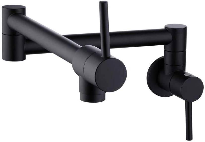 Faucets,Taps for Kitchen Pot Filler Wall Mounted, Brass Double Handle Cold Water Tap Multi-Function, Faucet Sinks(Black)