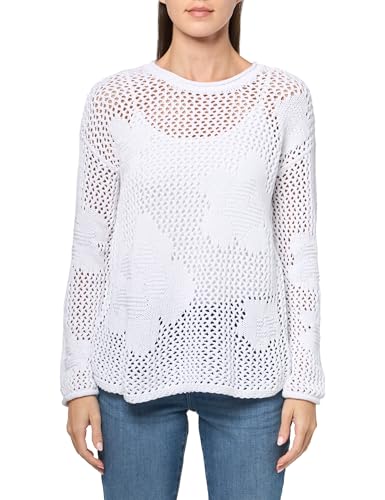 NIC+ZOE Women's Crochet Bloom Sweater, Paper White