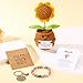 Lamyba Mom Gifts from Daughter,Christmas Birthday Gifts for mom,Handmade Positive Sunflower Doll Crochet with Card,Keychains,Bracelet and Gift Card,Gift for Mom from Daughter and Son