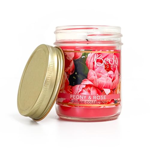 Becky Home Peony Rose Scented Candle In Clear Mason Jar cover