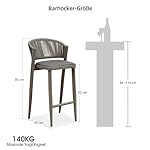 PURPLE LEAF Barhocker Set Rattan Steingrau