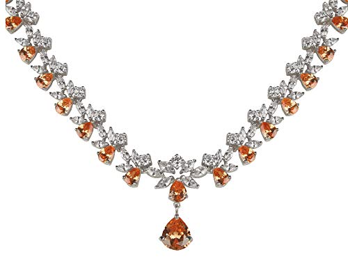 Image of Swasti Jewels Gold Plated CZ Necklace and Earrings Set for Women