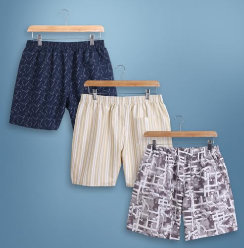Image of SUPERSQUAD Men's Printed Laffer Boxer Shorts Pack of 3 | Cotton Blend Regular Fit Multicolour